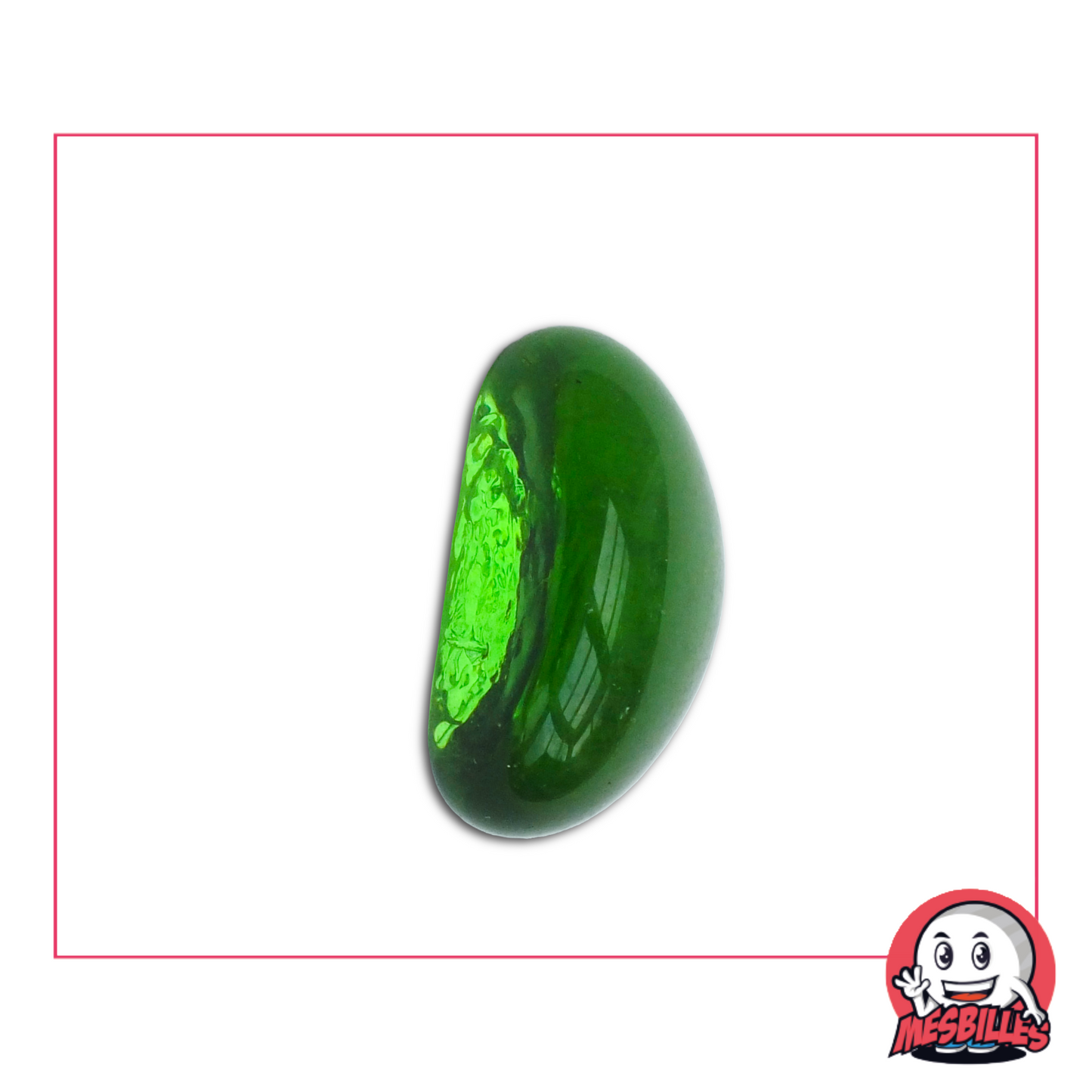 Las Canicas con forma de vaina son de vidrio, miden aproximadamente 25 x 15 mm y son translúcidas.