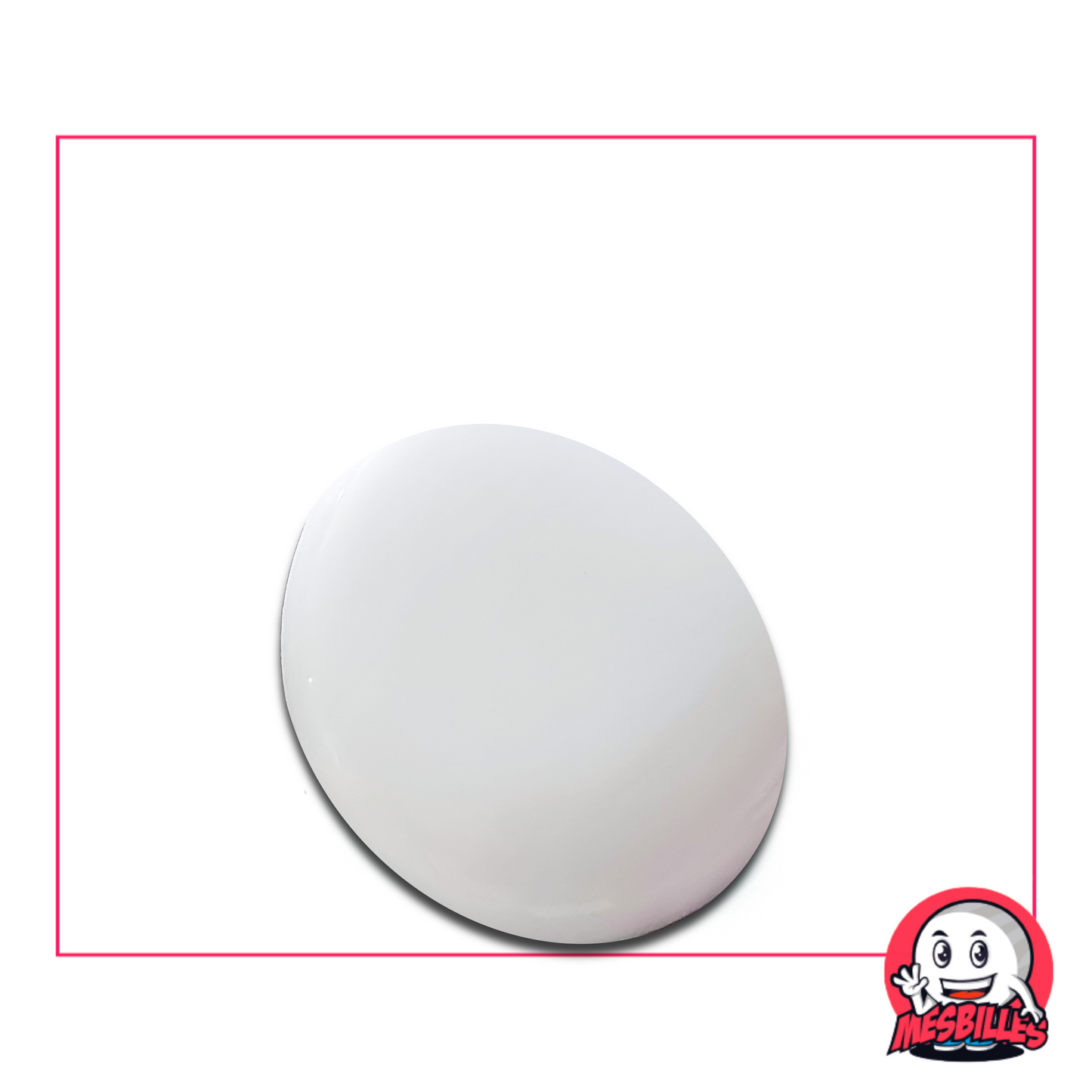 Canica plana blanca mate de 30 mm llamada Perla Nieve - vendida por unidad en MisCanicas.com