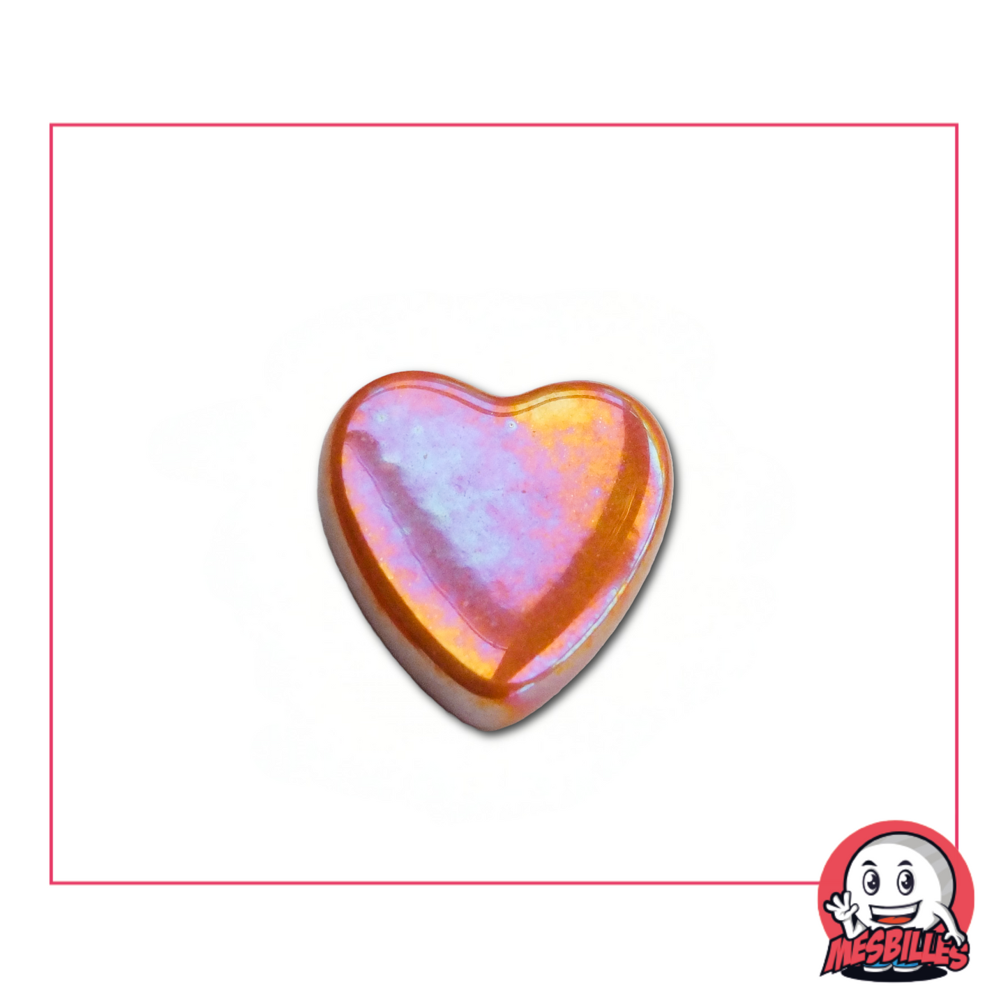 1 Canica Corazón Caramelo Brillante extra plana