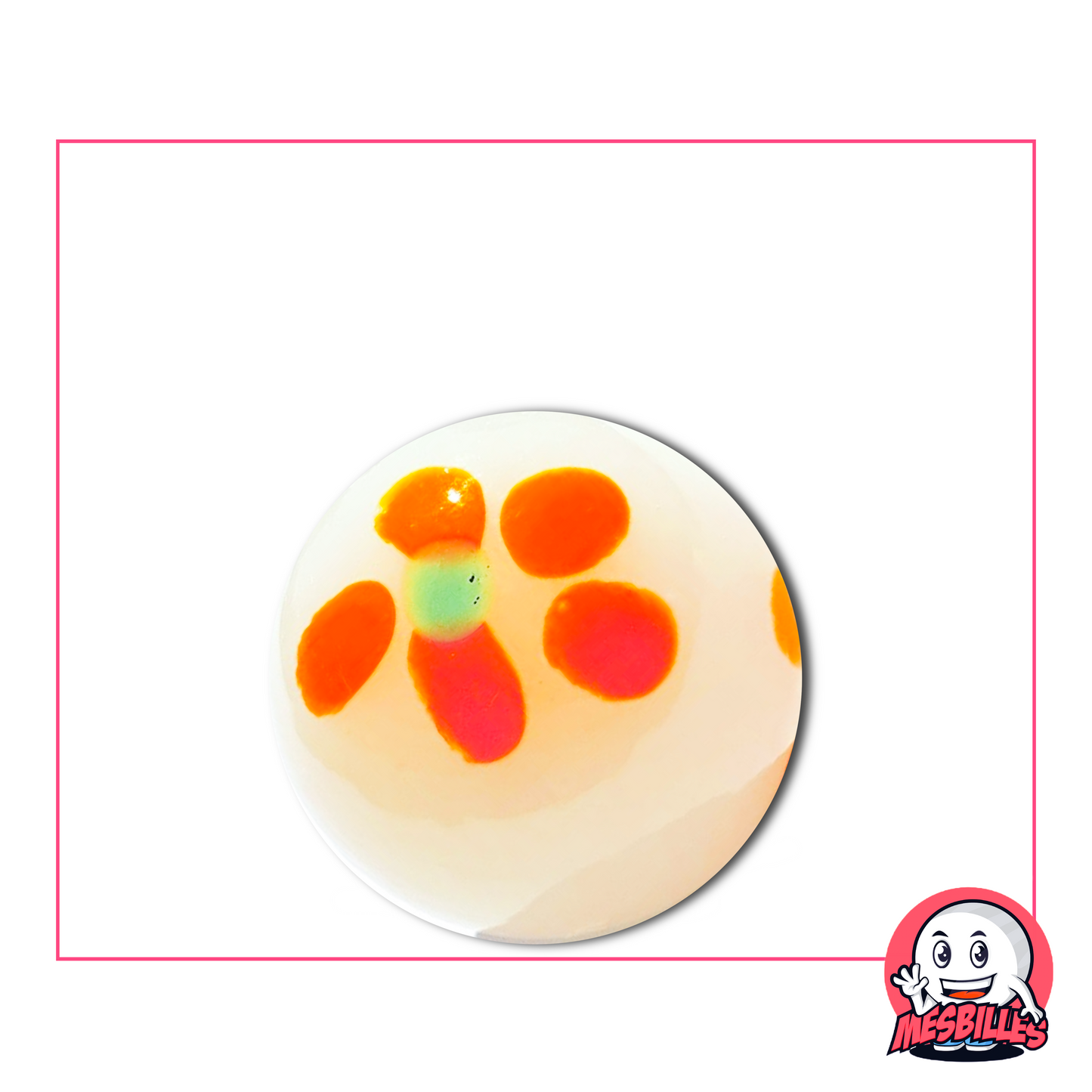 Un toque de pétalos florales en color naranja claro, para los amantes de las canicas delicadas.
