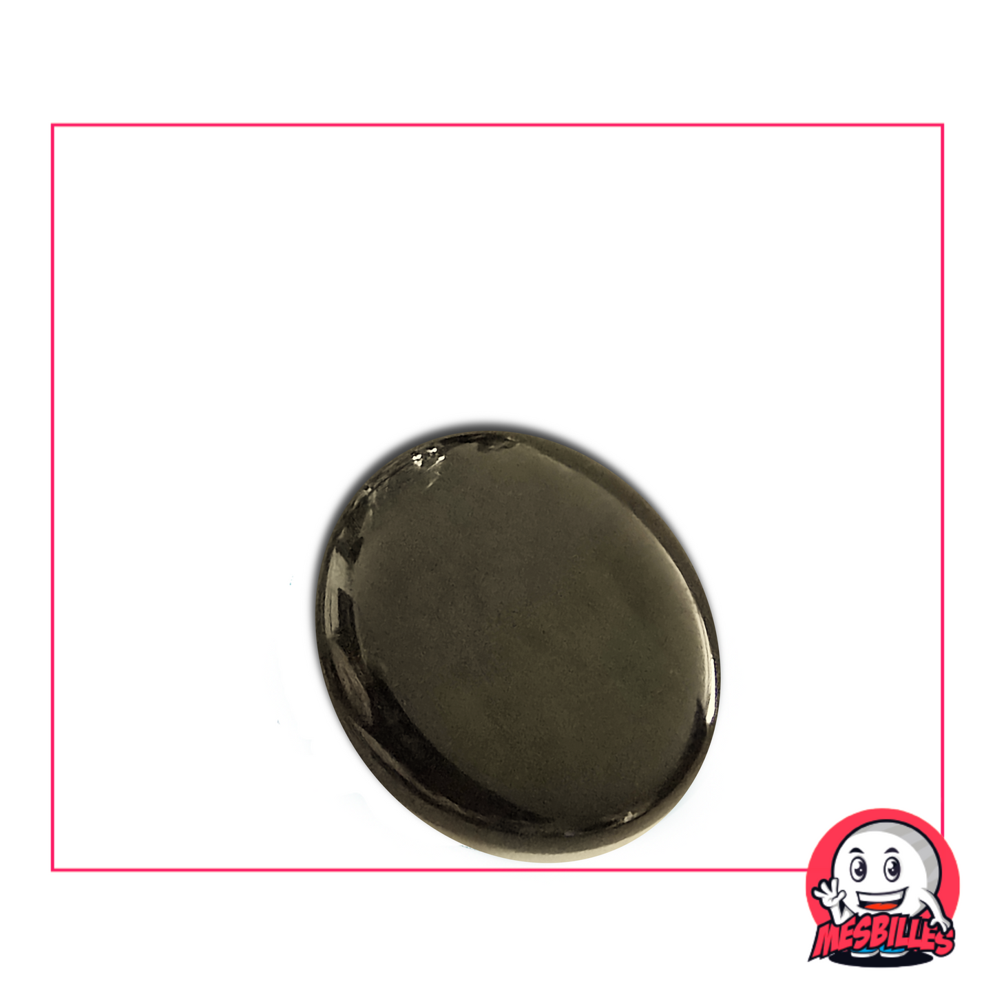 Canica plana translúcida muy oscura de 30 mm llamada Luz Ámbar-Noche, vendida por unidades en MisCanicas.com
