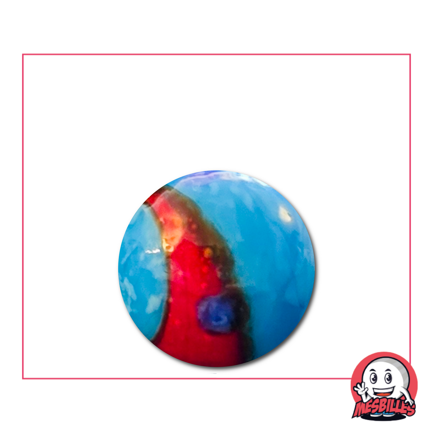 Canica Big Bang azul y roja de 16 mm: explosión visual de colores intensos