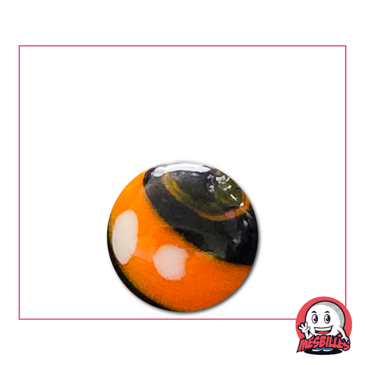 Canica Big Bang naranja y negra de 16 mm: contraste atrevido y energía explosiva