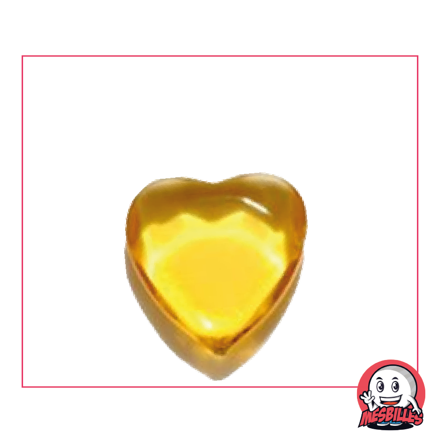 Canica Extraplana Corazón de Vidrio Translúcido Amarillo - MisCanicas