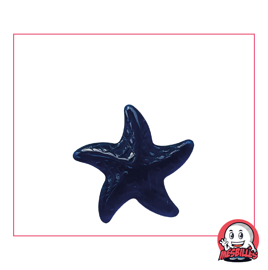 Canica Extraplana Estrella de Mar Azul Noche, el misterio de las profundidades de las Canicas con forma en MisCanicas