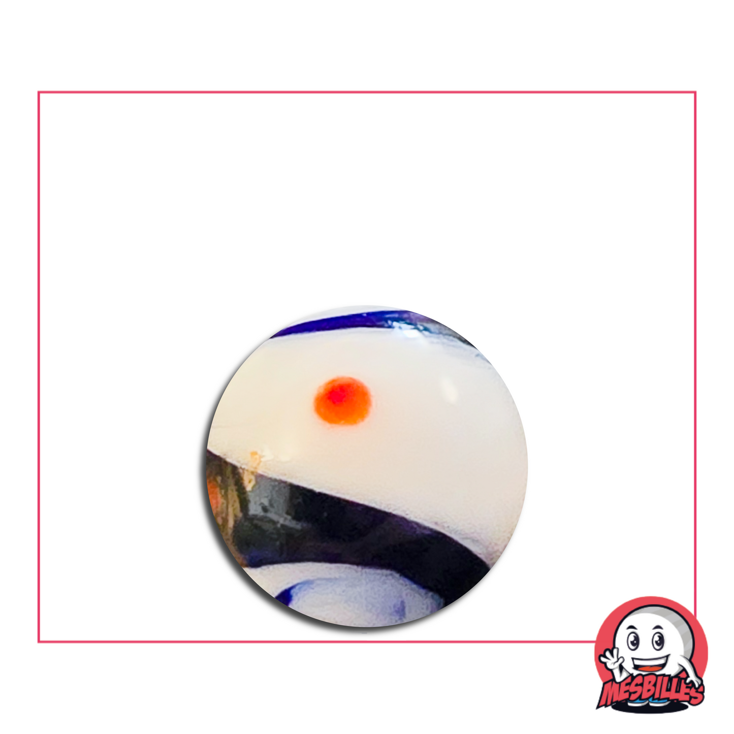 Canica Big Bang blanca y azul de 16 mm: efecto remolino de hielo y nubes