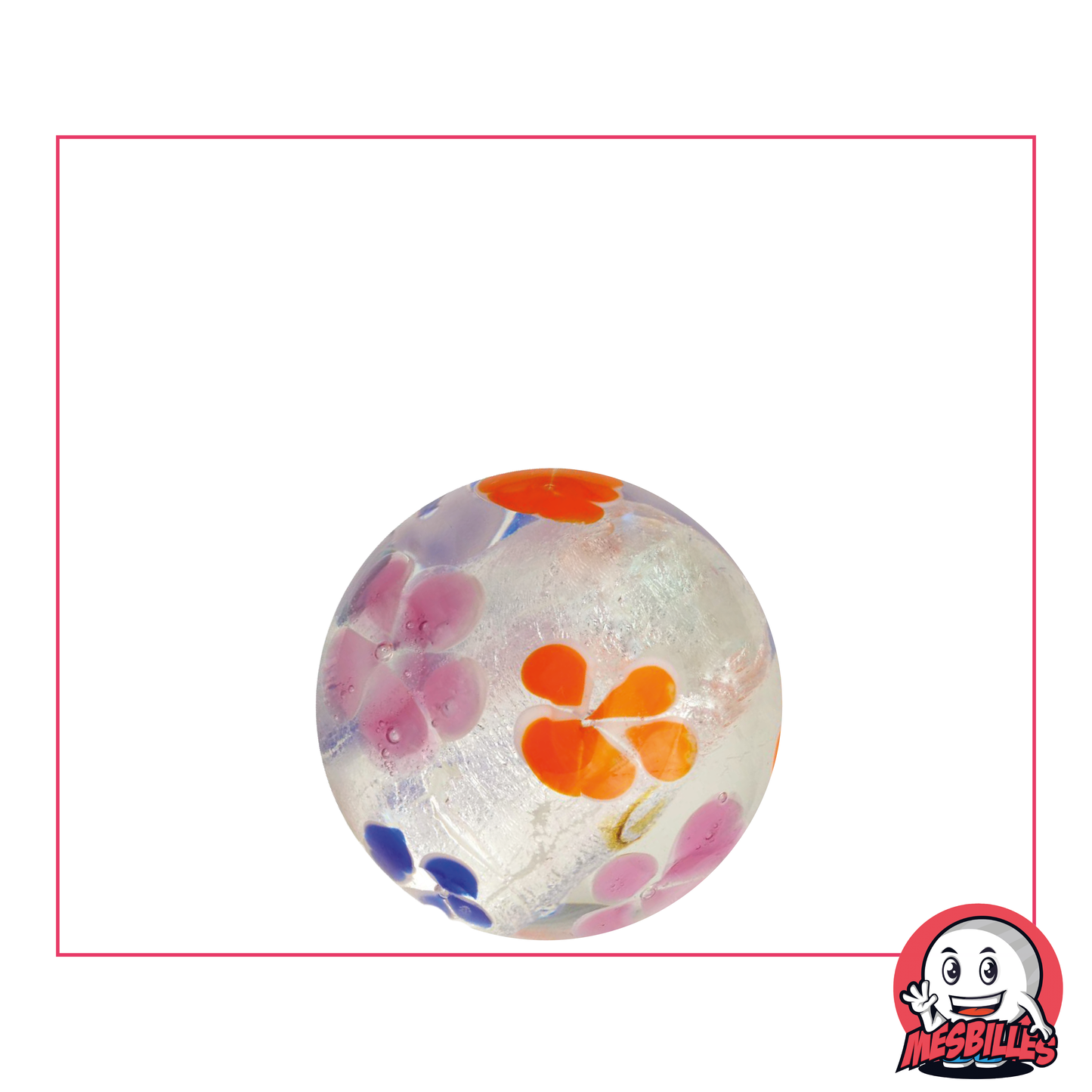 1 Canica Arte Flor Plateada 22 mm