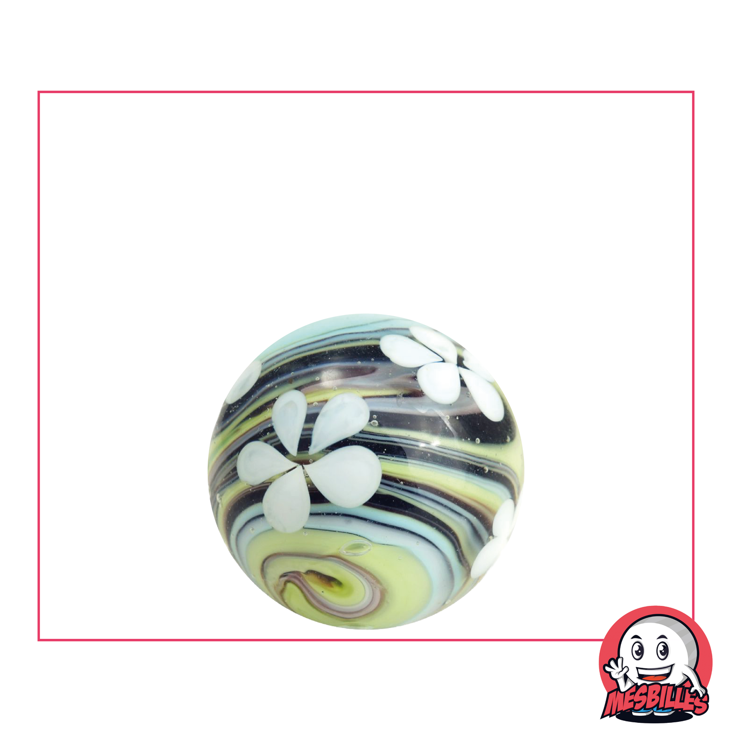 1 Canica Art Tornado Florido Negro 22 mm