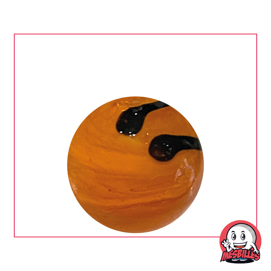 Canica Zebra Naranja 25 mm en vidrio opaco - La única cebra lo suficientemente atrevida como para desafiar al Sáhara, por MisCanicas