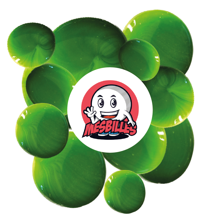 MisCanicas - Canica grande y plana de cristal, colección MisCanicas en verde y opaco, guijarro de cristal plano