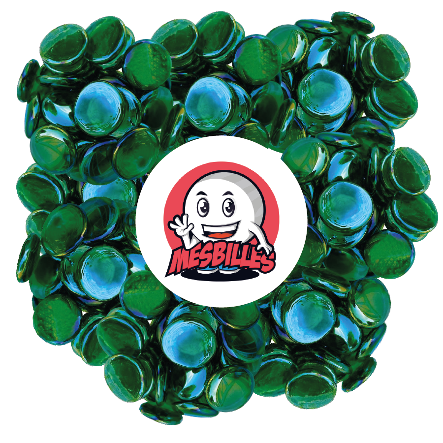 1 Canica Plana Irisada Verde 30 mm