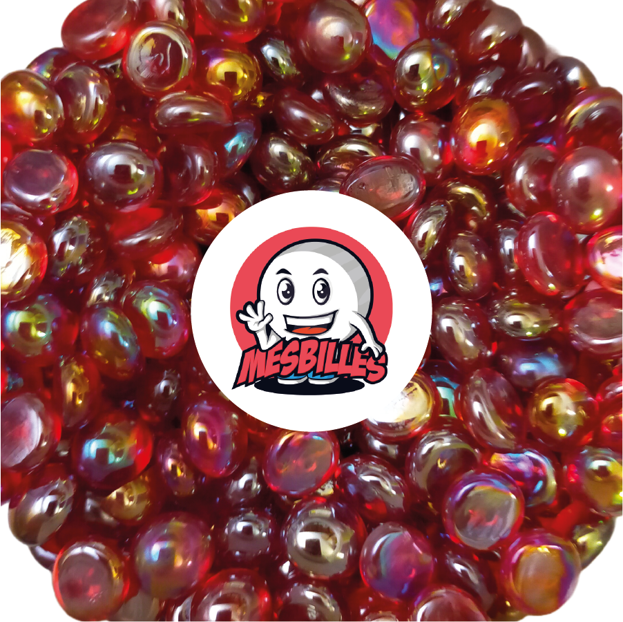1 Canica Plana Irisada Roja 30 mm