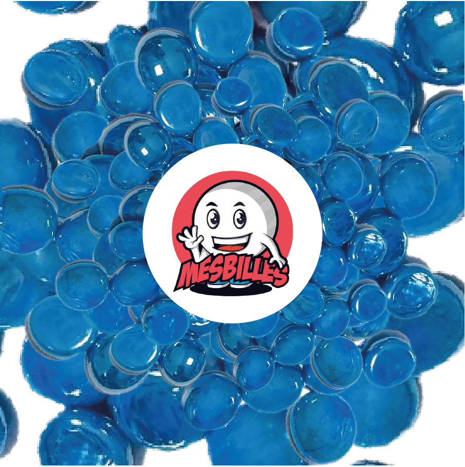 1 Canica Plana 12 mm Brillante Azul Claro