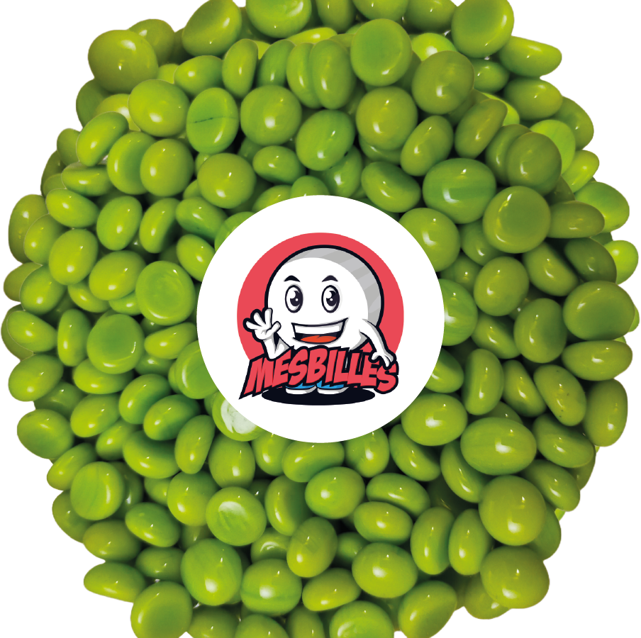 1 Canica Plana Perla Verde Amarillo 18 mm