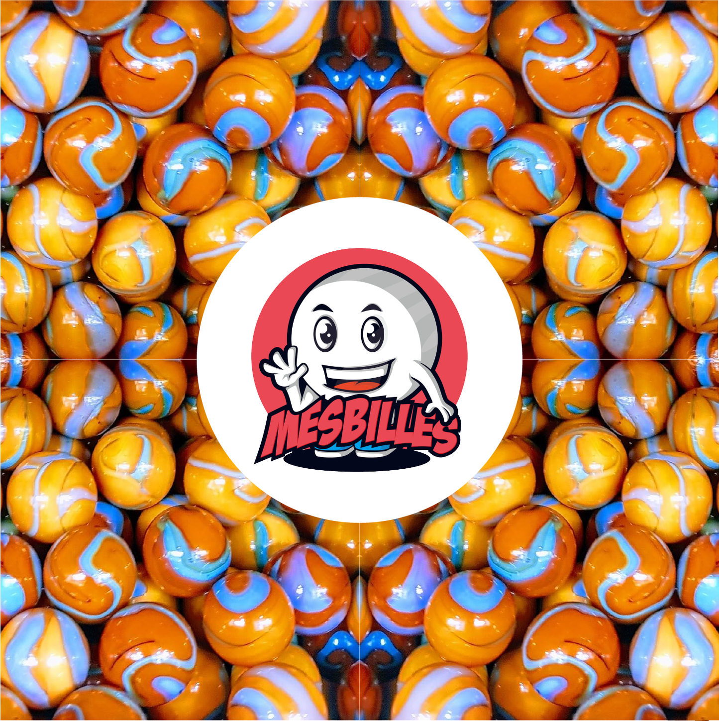 1 Canica Naranja-Turquesa 14 mm