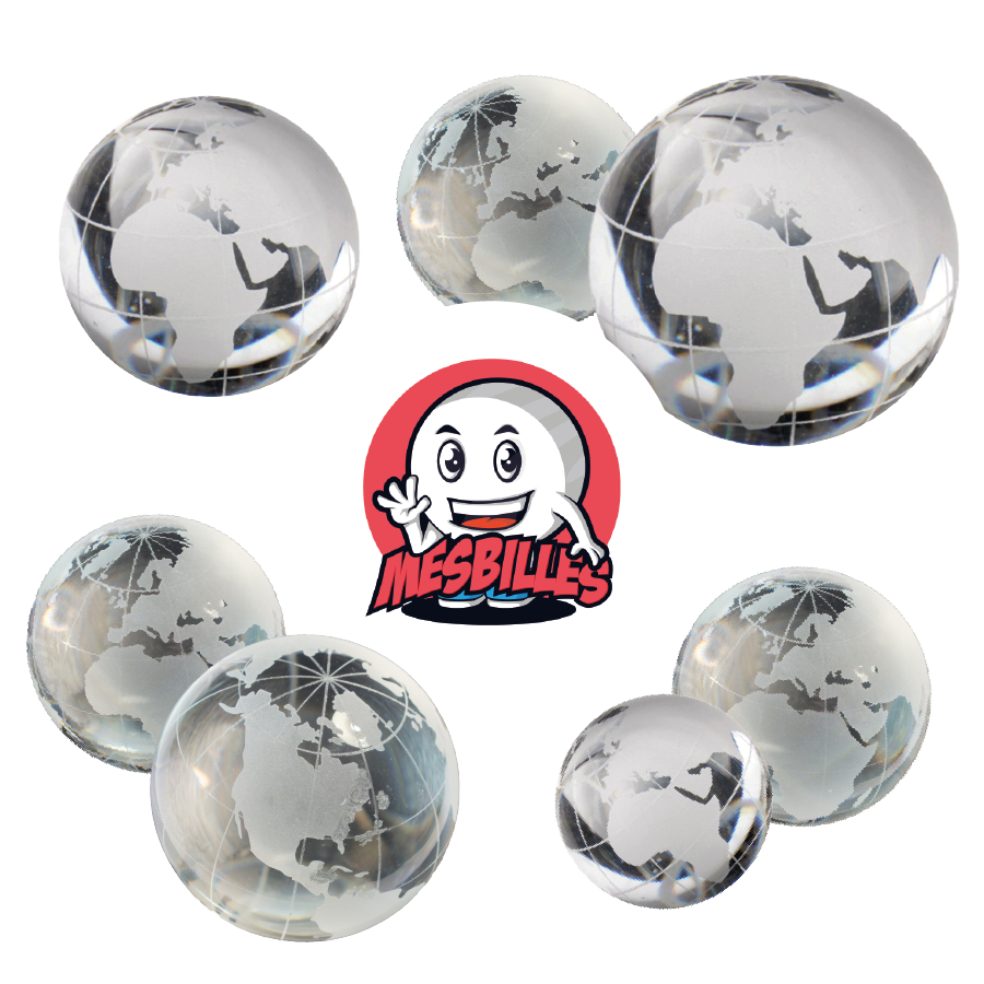 Canicas de vidrio de 60 mm: Canica Mundo Grabadas Colección de Arte MisCanicas