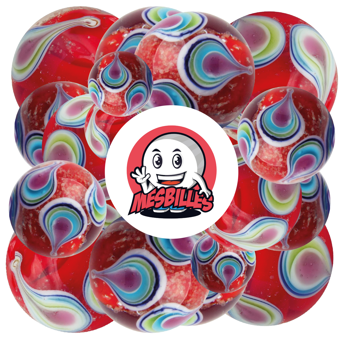 1 Canica Art Gota Fosforescente Roja 22 mm