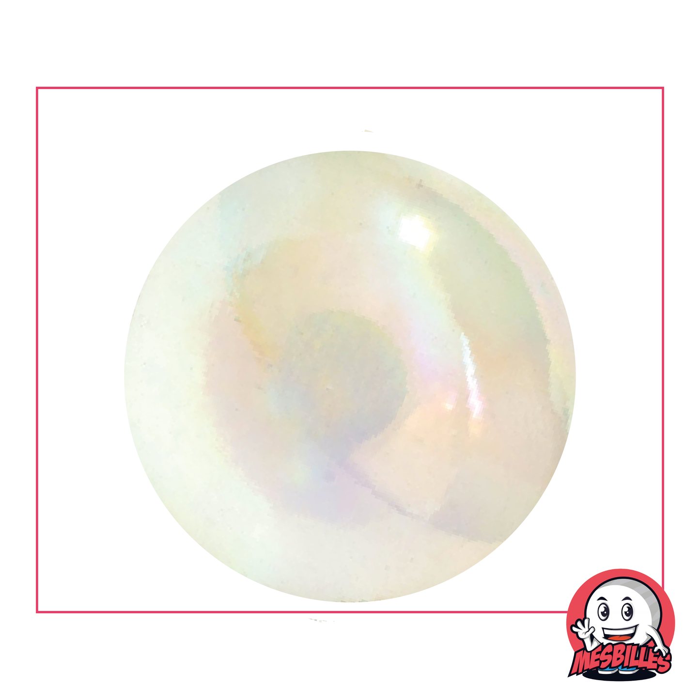 Canica de color cristal irisada de 42 mm de vidrio con reflejos brillantes, canica tamaño ballena, canica grande