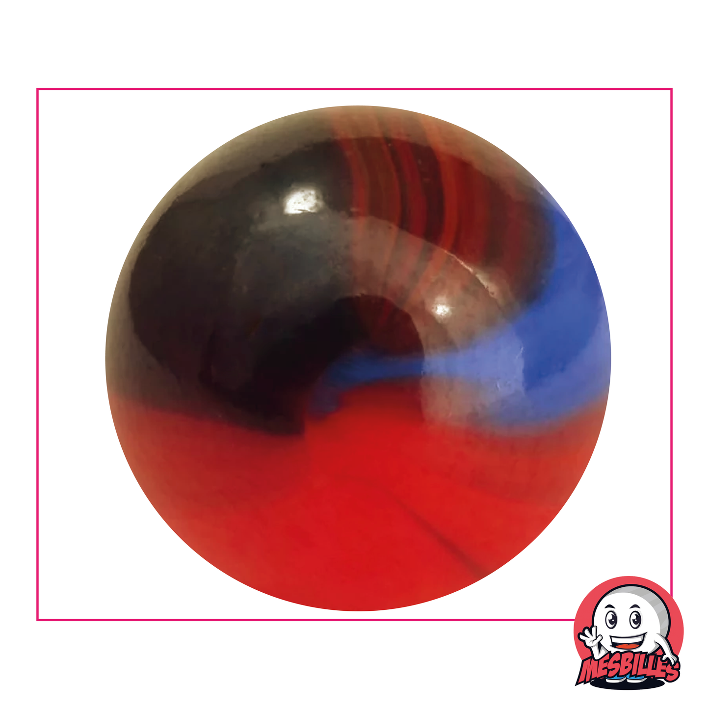 Canica Lautrec de 50 mm de vidrio naranja tipo porcelana y manchas de colores, canica de gran tamaño