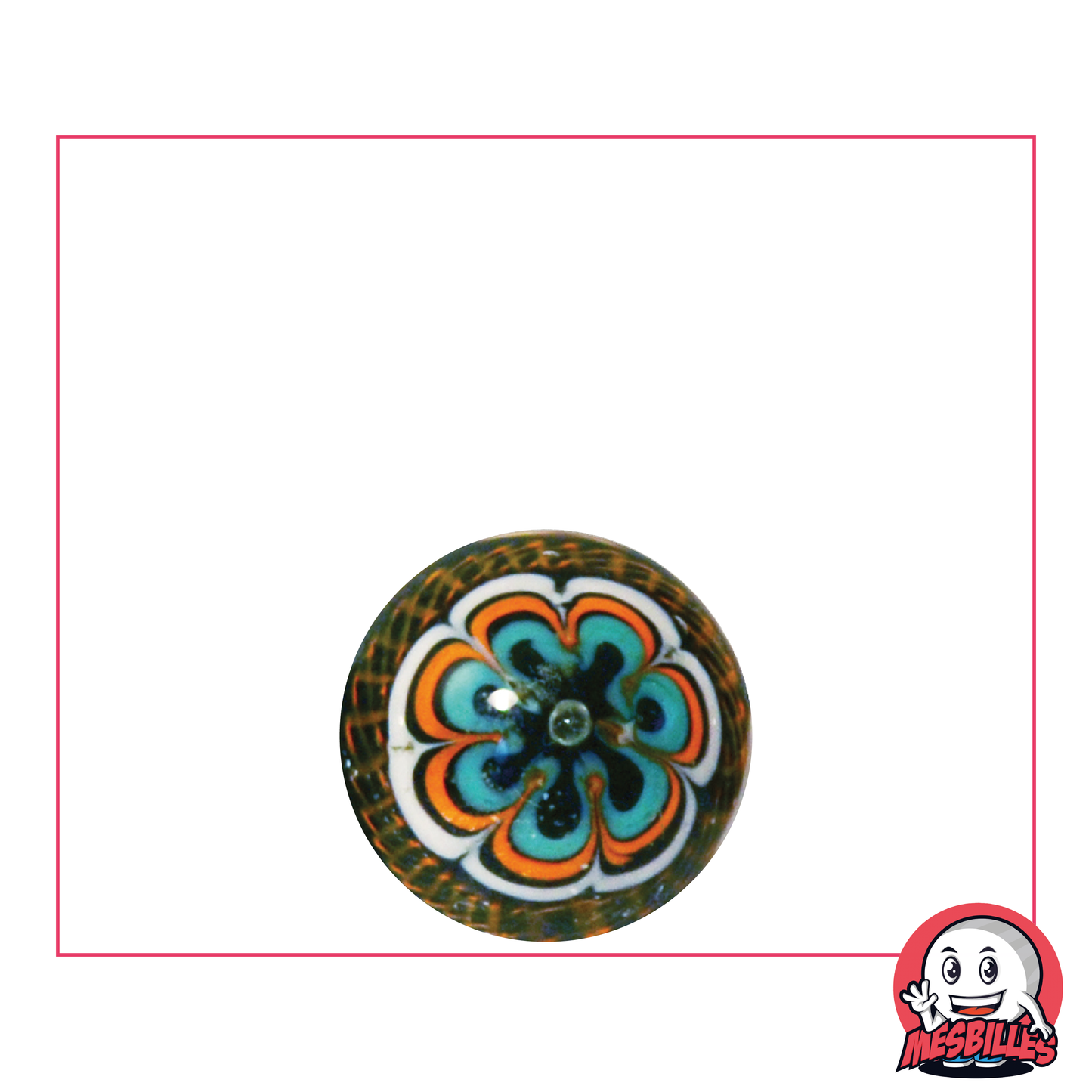 Canica Mandala 16 mm, multicolor naranja - colección de piezas artesanales