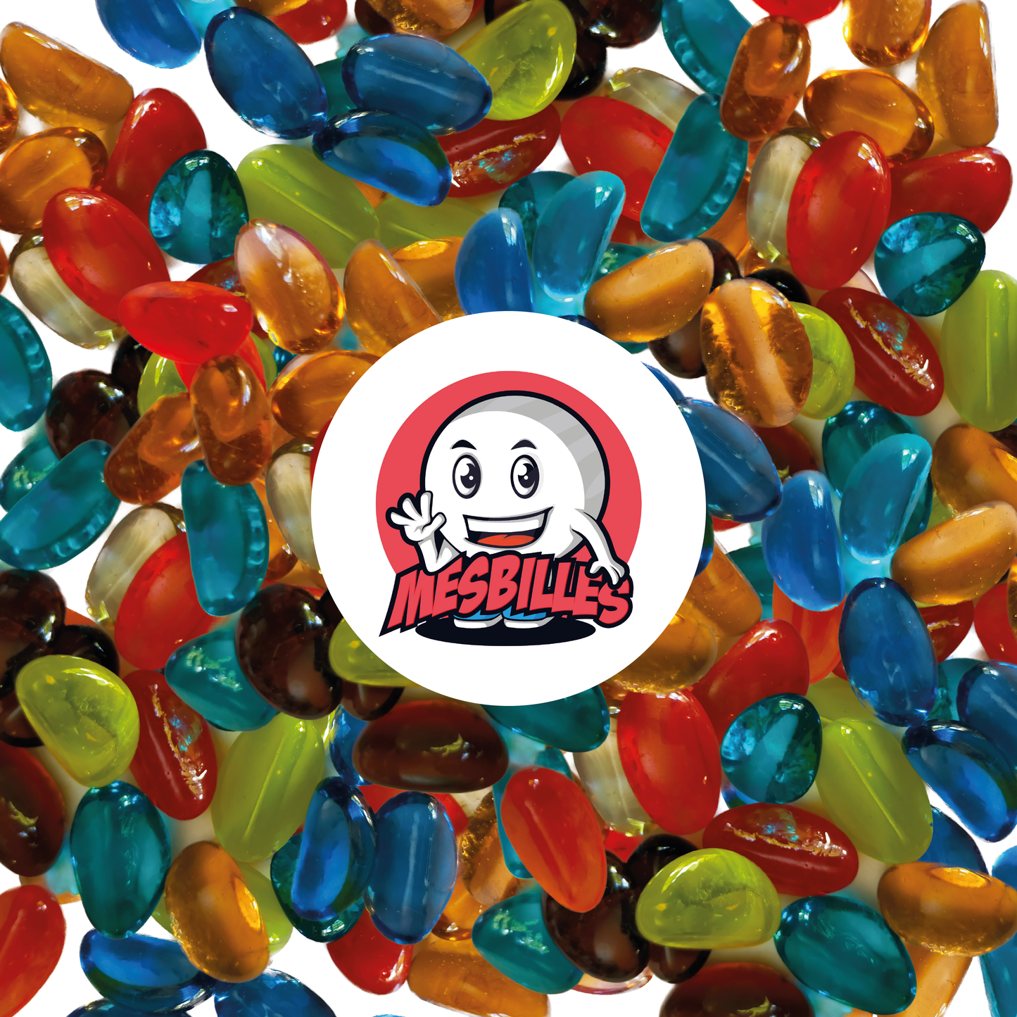 Canicas con forma de vaina de todos los colores