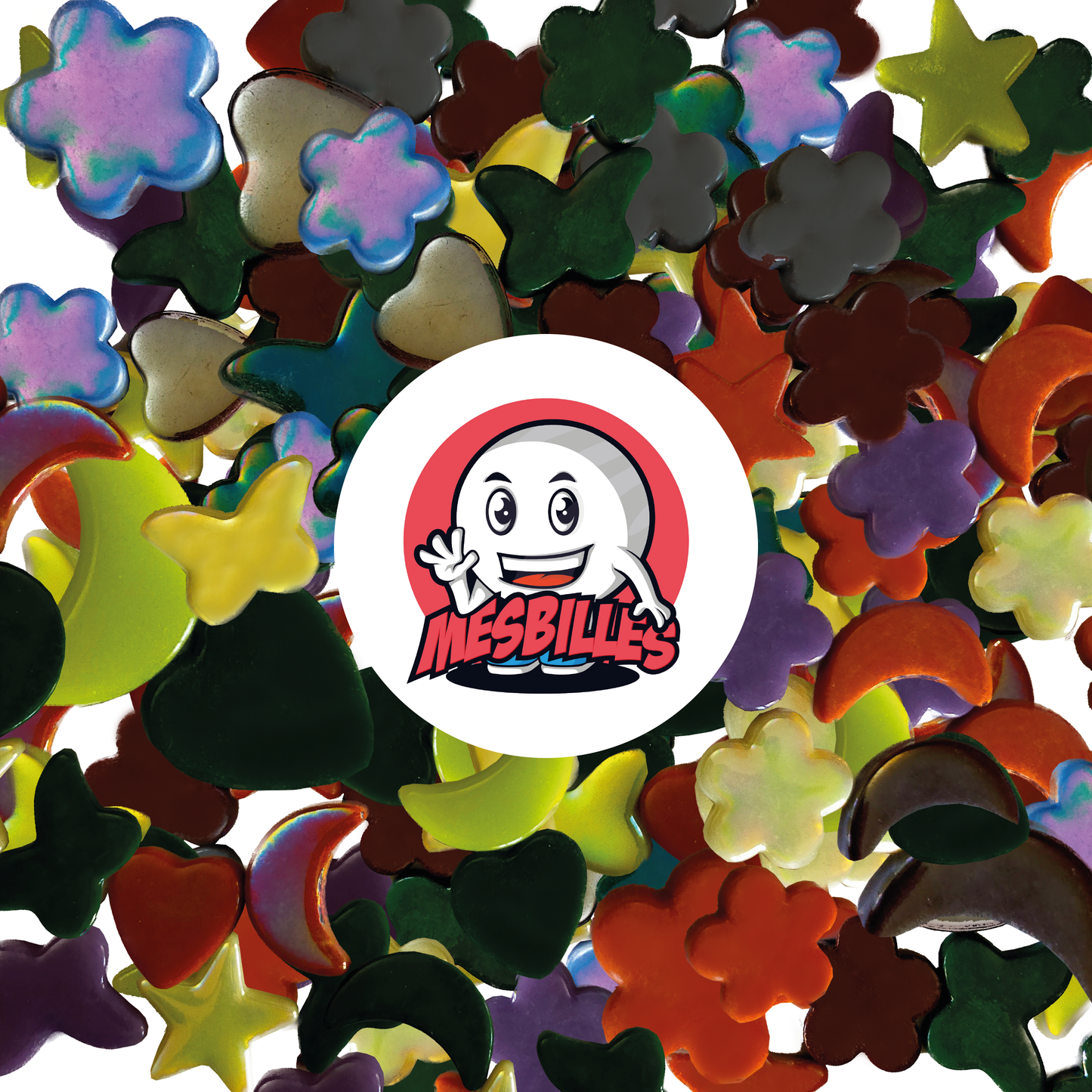 1 Canica Flor Verde Brillante