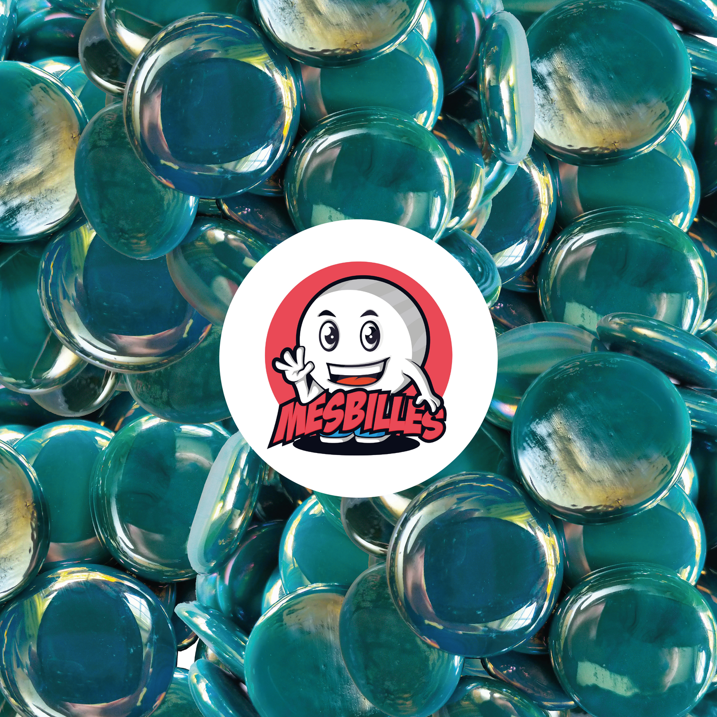 1 Canica Plana Brillante Azul Pato 30 mm