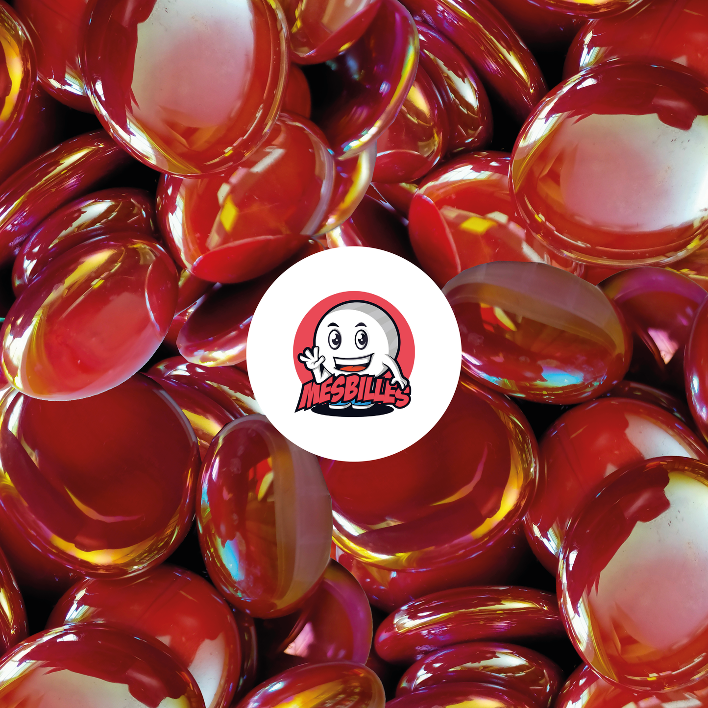 1 Canica Plana Brillante Roja 30 mm