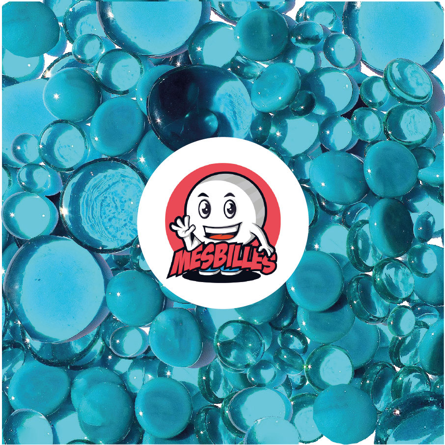 Mascota MisCanicas - Canicas planas de cristal azul pato, transparentes y opacas, 12 mm a 30 mm