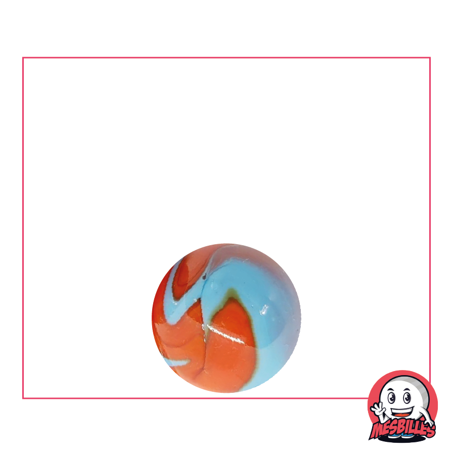 Canica 14 mm naranja y turquesa opaca - MisCanicas