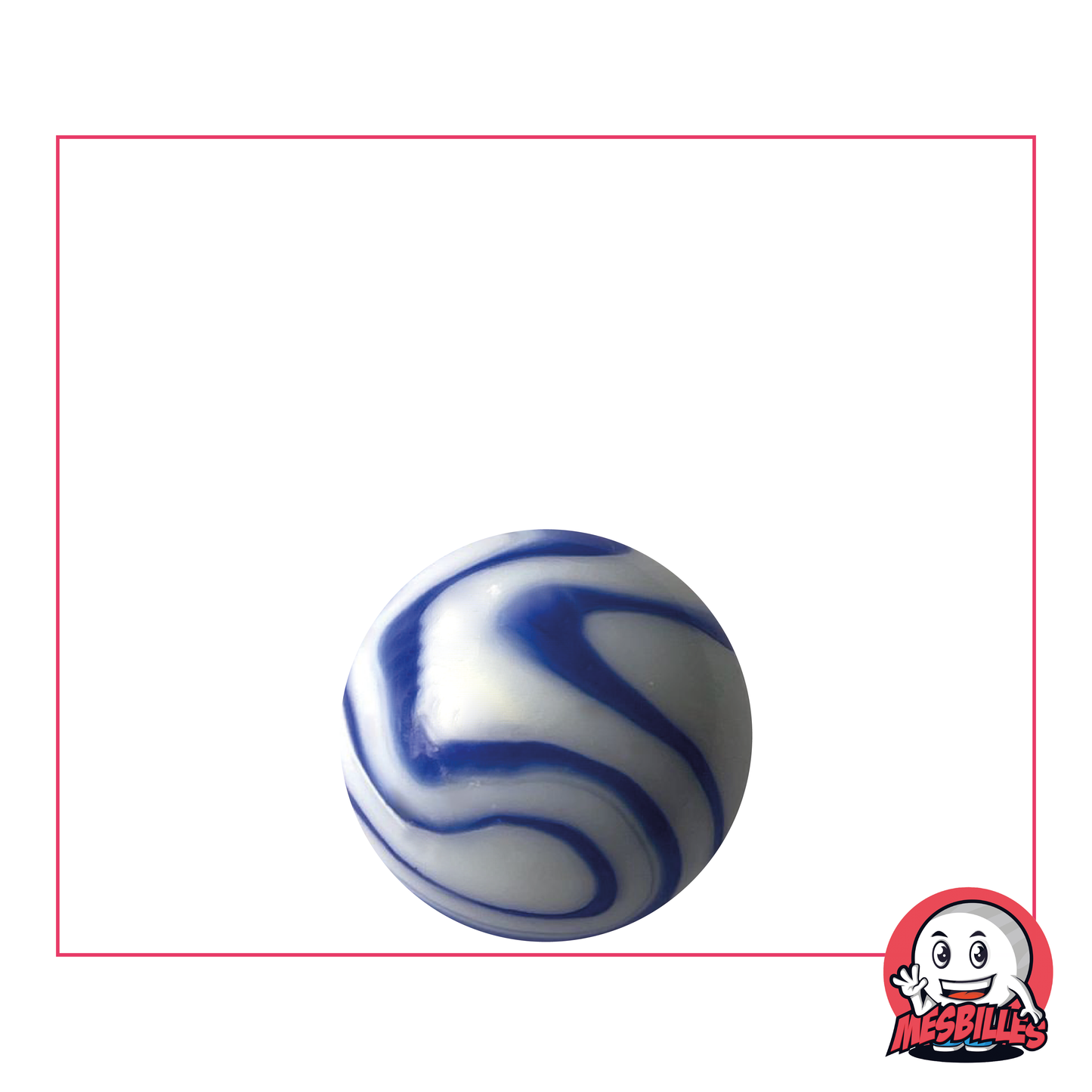 1 Canica Ozono 16 mm Canica de vidrio blanco opaco realzado con rayas azules