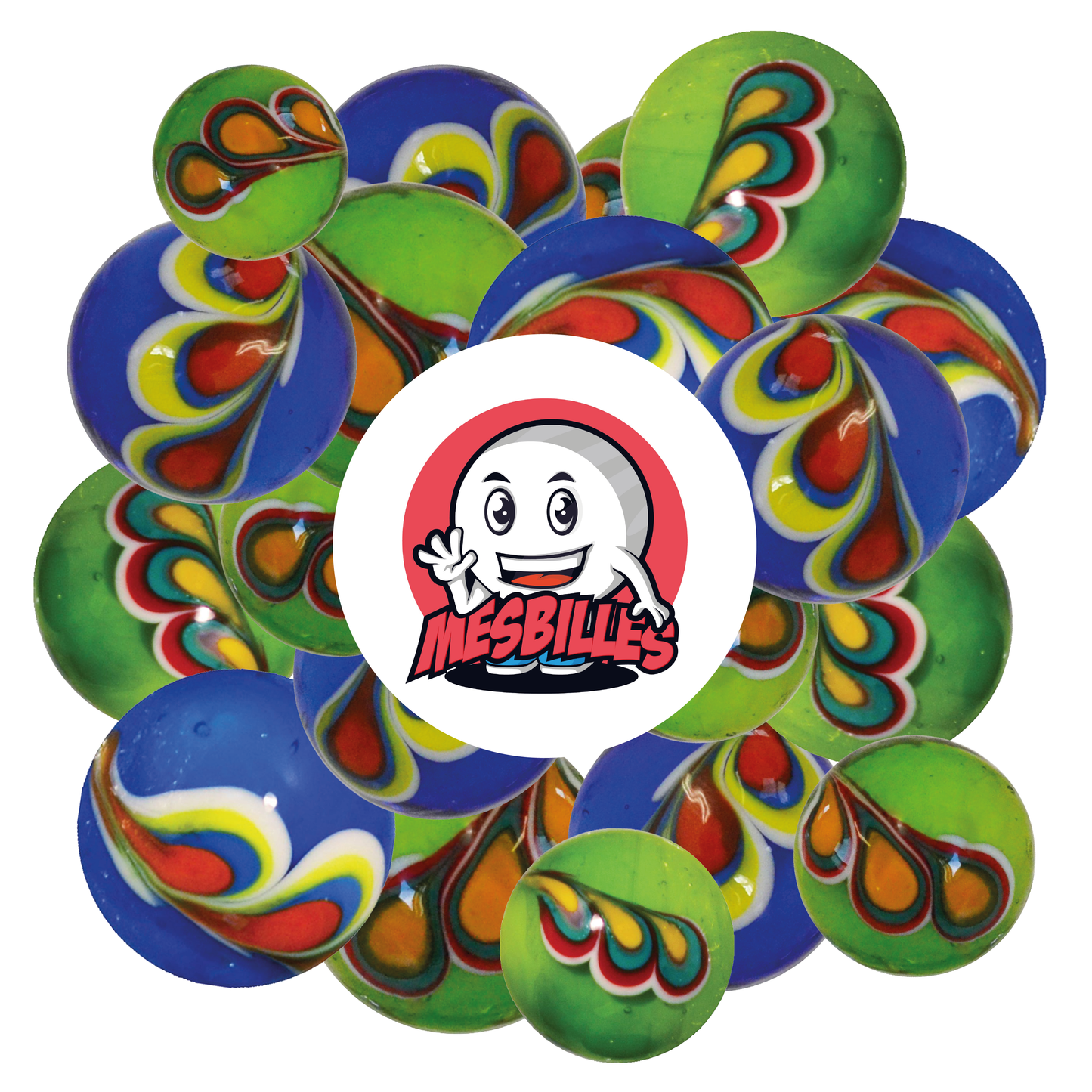 1 Canica Art Pavo Real Azul 22 mm