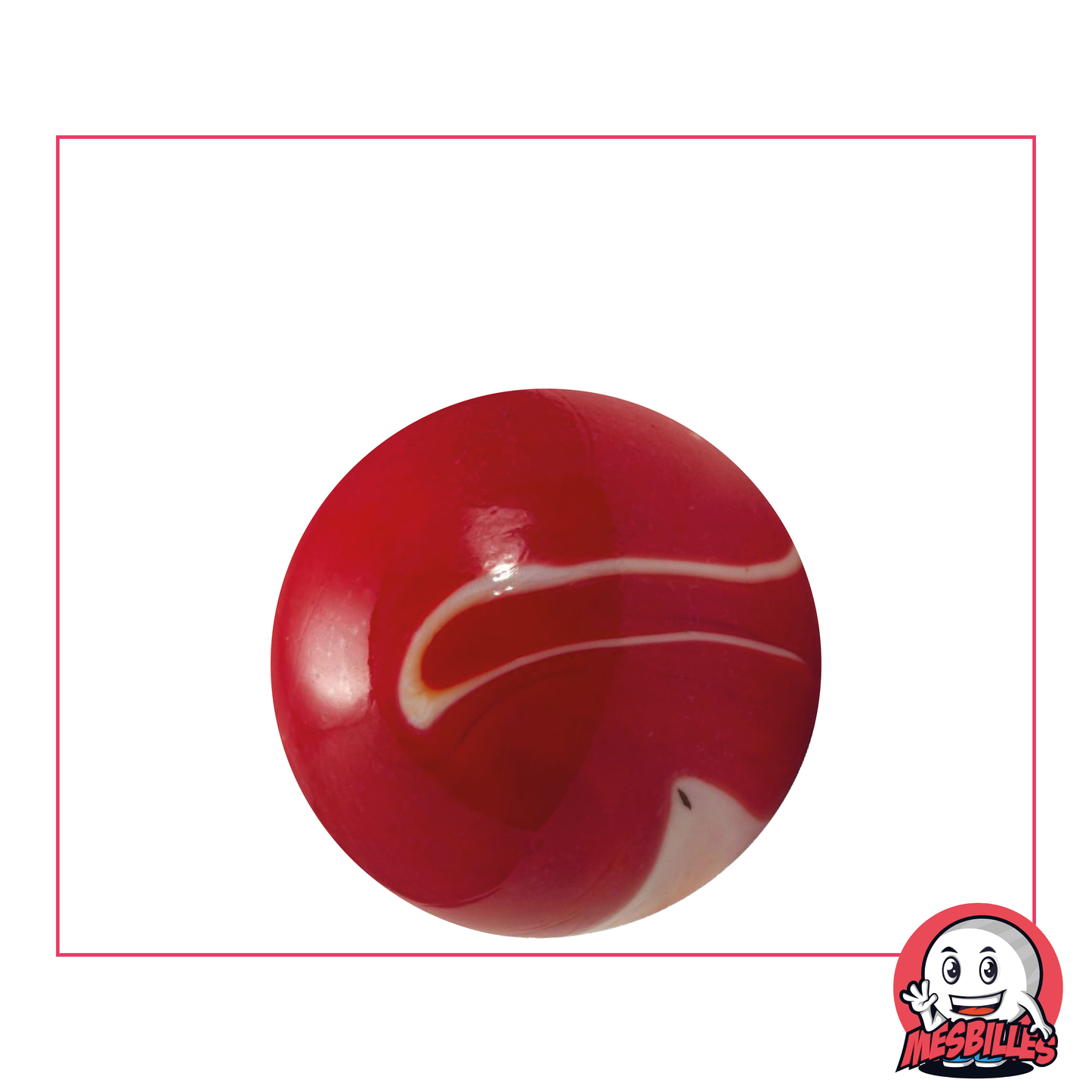 Canica roja opaca con trazas de blanco, canica de vidrio opaco, 25 mm - MisCanicas