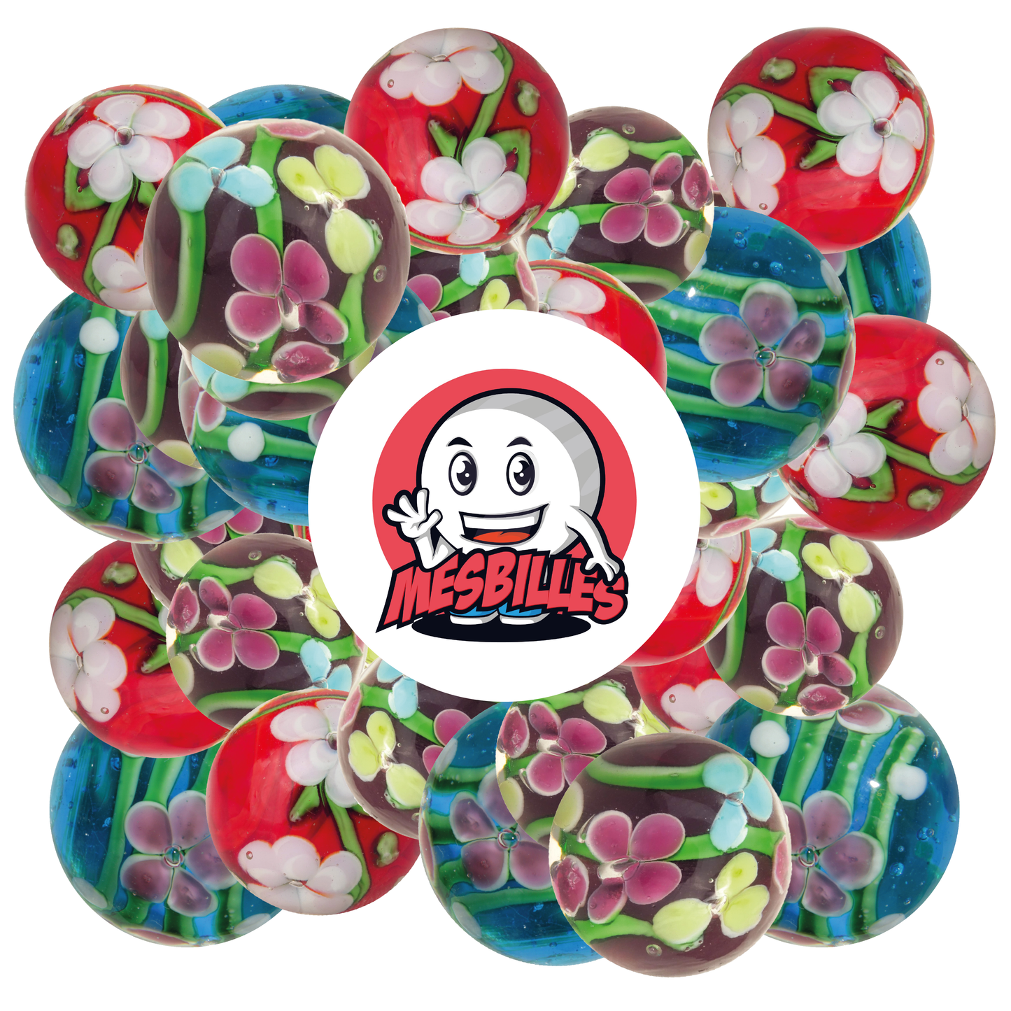 1 Canica Arte Tige Florido Azul 22 mm