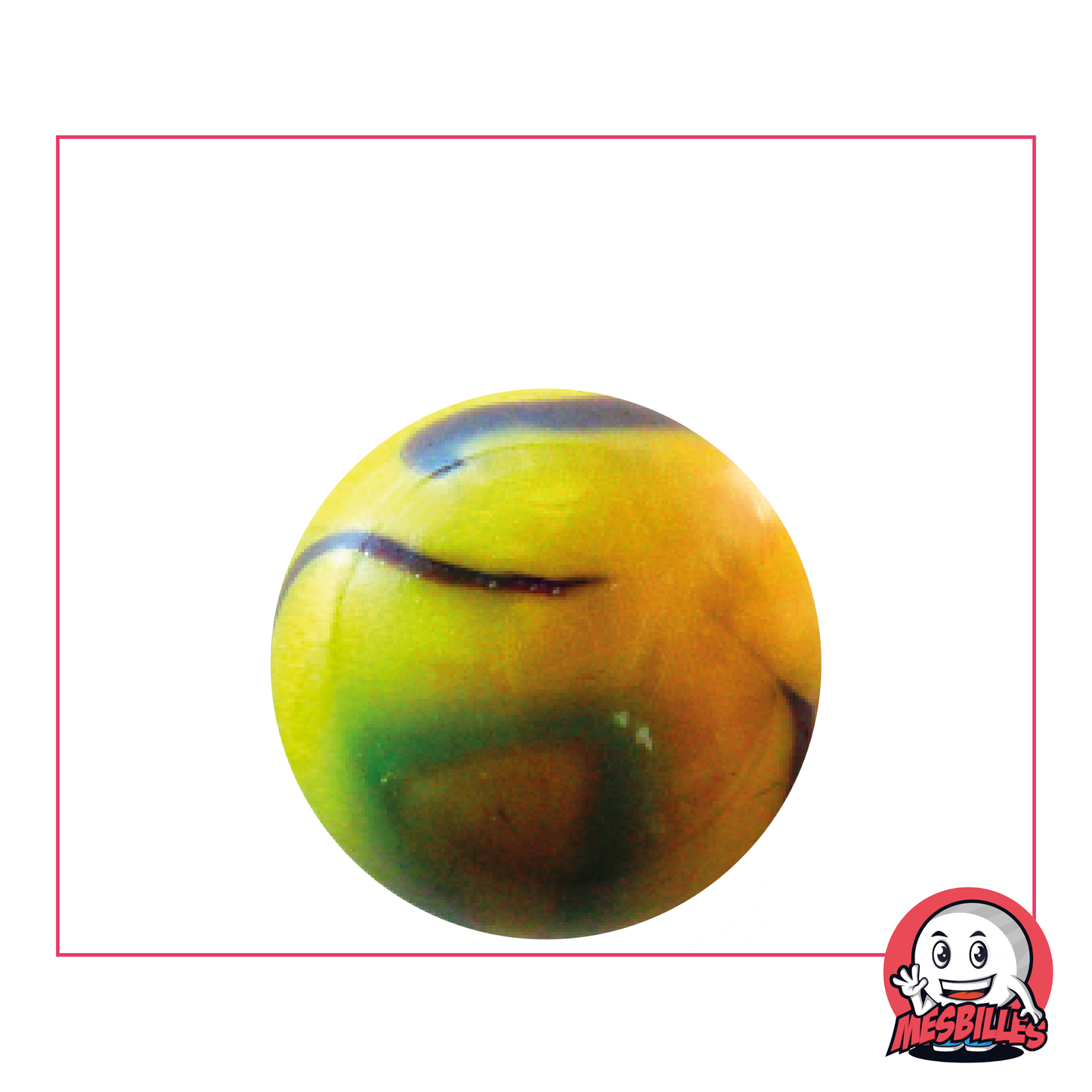 Canica Tigre de Bengala, redonda de 25 mm, brillante en colores amarillo y verde: una belleza salvaje