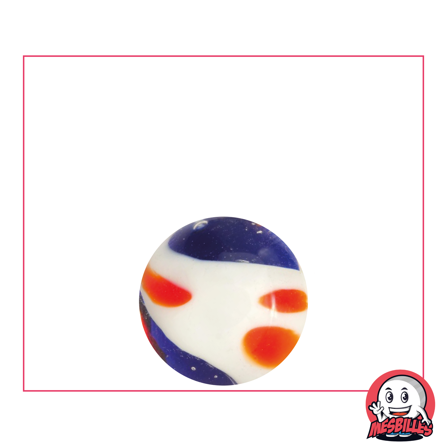 Canica de arte Yin-Yang Azul de 16 mm con ondas de colores con mezcla de opacidad y transparencia