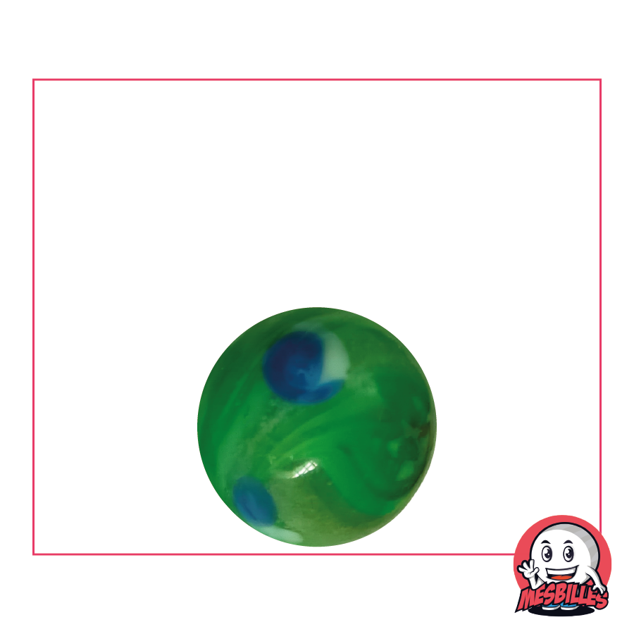 Canica Kim'Play, Canica Galactika Verde, canica de vidrio opaco de 16 mm.