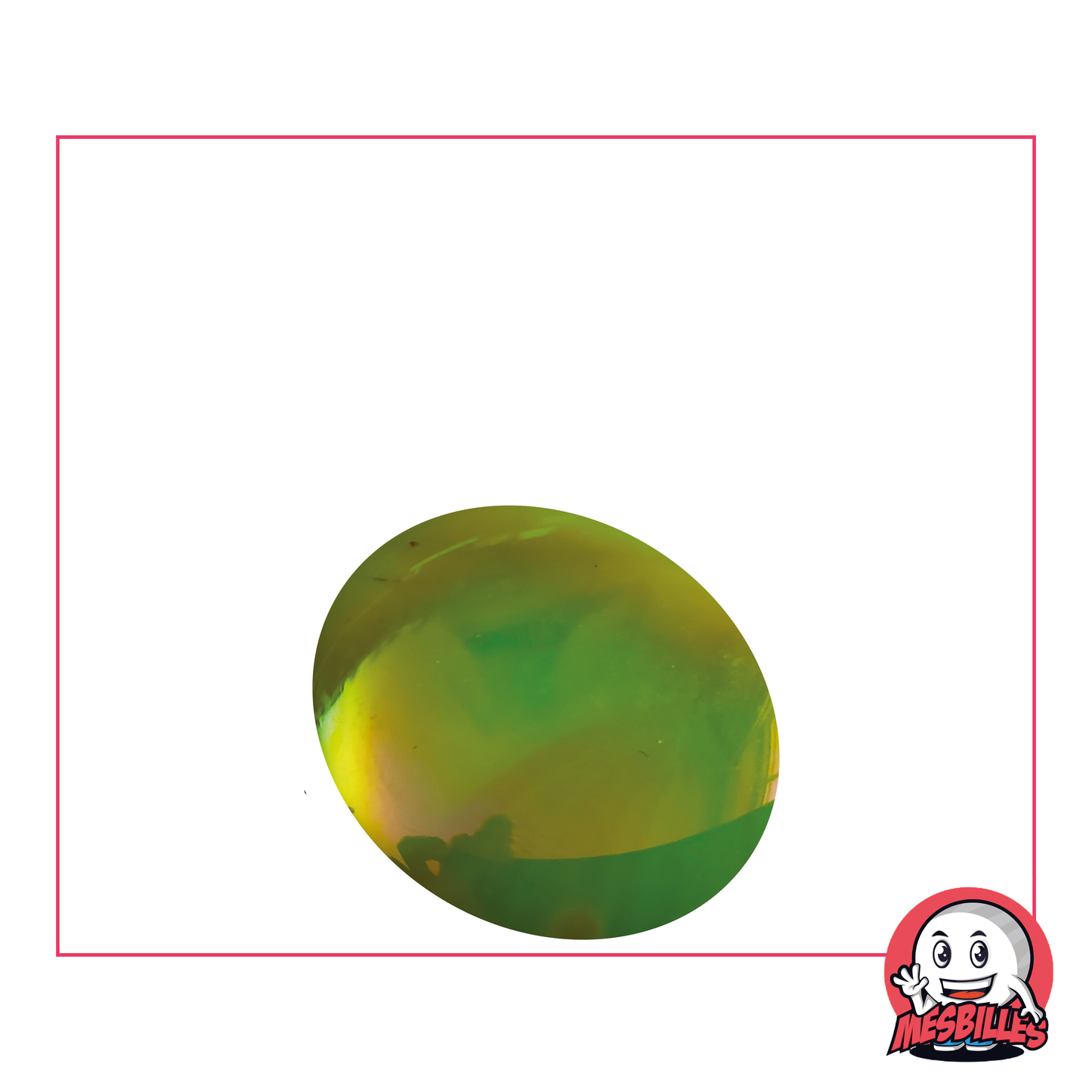 1 Canica Plana Brillante Verde-Amarilla 30 mm