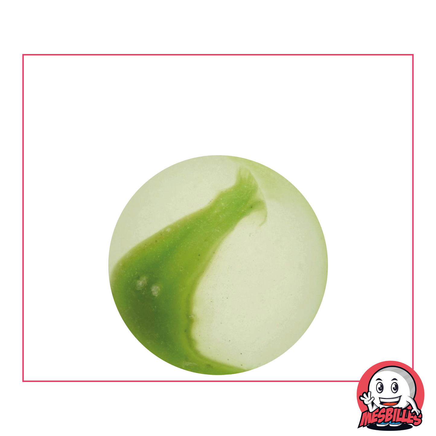 MisCanicas - Canica de vidrio Esmerilada, Canica Esmerilada con rayas verdes 25 mm
