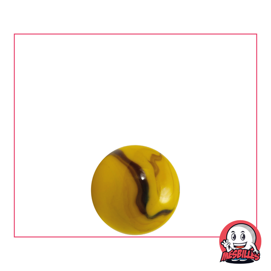 Canica Abeja Opaque de color amarillo con rayas marrones de 14 mm