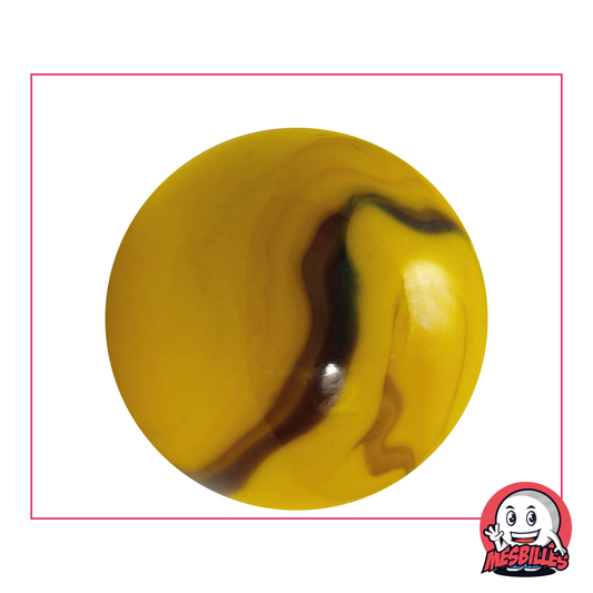 Canica Abeja Opaque de color amarillo con rayas marrones de 42 mm - MisCanicas