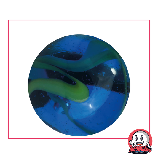 1 Canica Abismo 42 mm de vidrio azul - Turquesa Translúcida, canica tamaño Ballena