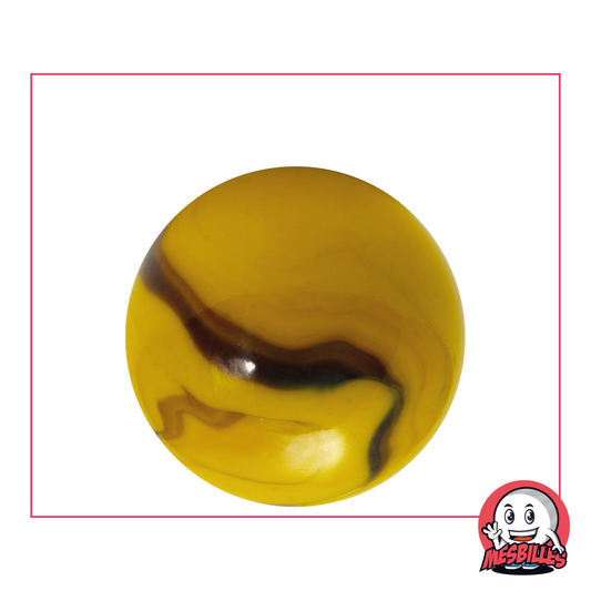Canica Abeja Opaque de color amarillo con rayas marrones de 35 mm - MisCanicas