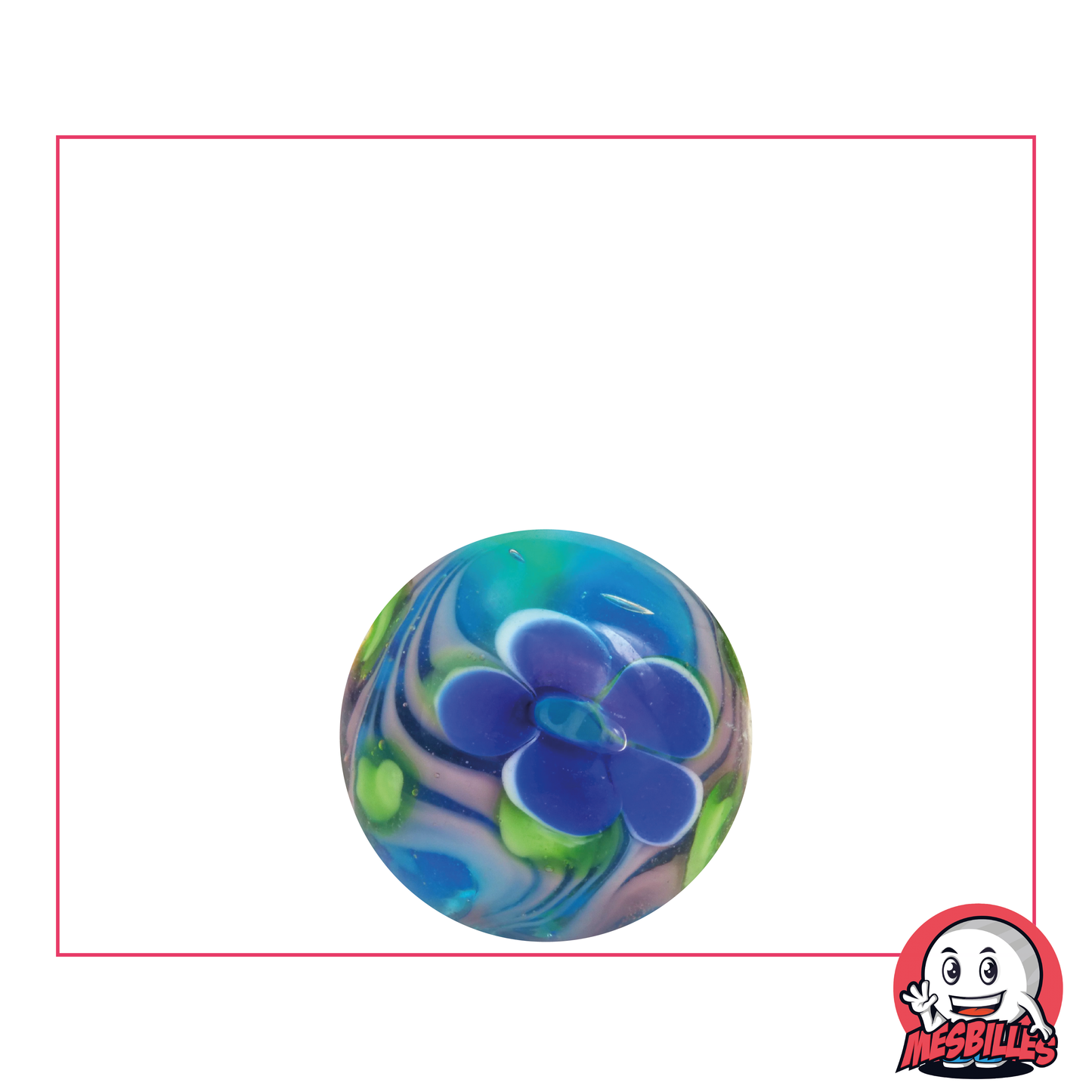 1 Canica Arte Floral Azul 16 mm