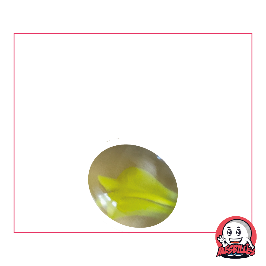 1 Canica Plana Veteada Amarilla 18 mm
