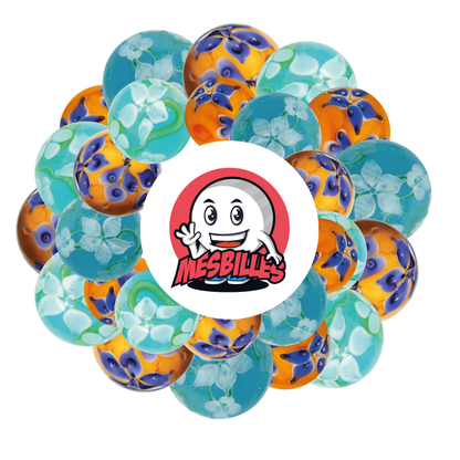 1 Canica Art Corona Florida Azul 16 mm