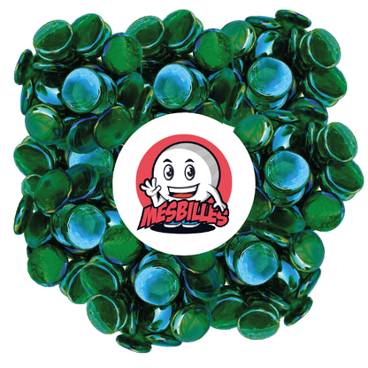 1 Canica Plana Irisada Verde 30 mm
