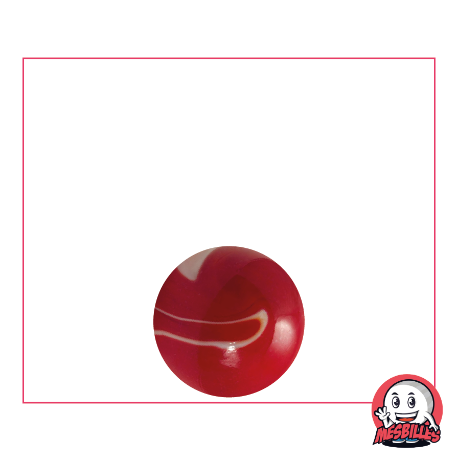 Canica roja opaca con trazas de blanco, canica de vidrio opaco, 14 mm - MisCanicas