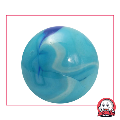 Canica Blue Lagoon 42 mm de vidrio de color azul opaco tipo porcelana, canica de tamaño ballena