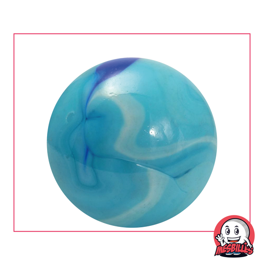 Canica Blue Lagoon 42 mm de vidrio de color azul opaco tipo porcelana, canica de tamaño ballena